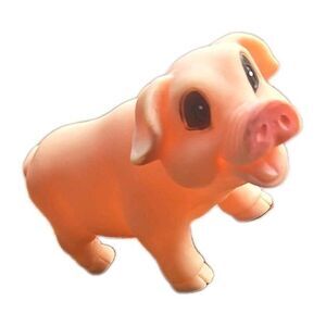 Vintage 2005 Pig Rubber PVC Figure Kids Baby Bath Toy Farm Animal 2.75" Tall
